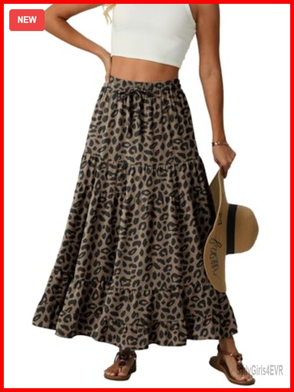 IWOLLENCE Flowy Boho Maxi Skirt High Waist A-Line Tiered with Pockets